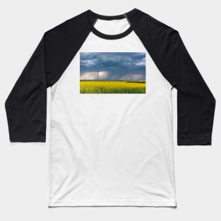 Thunderstorm Over a Canola Field Baseball T-Shirt